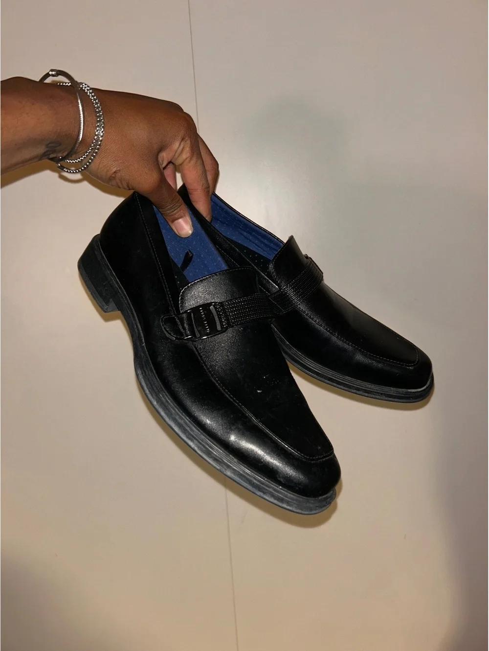 Perry Ellis Portfolio Black Leather Slip-On Dress Shoes